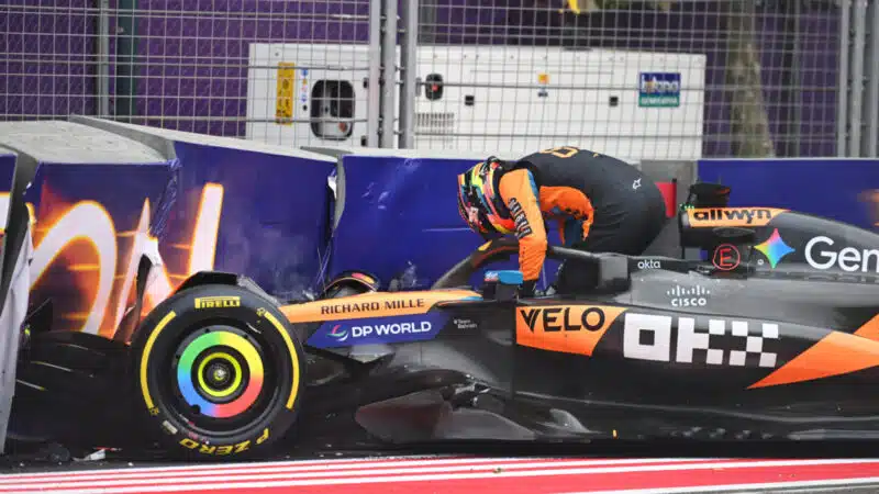 Oscar Piastri after crashing out of the Azerbaijan GP