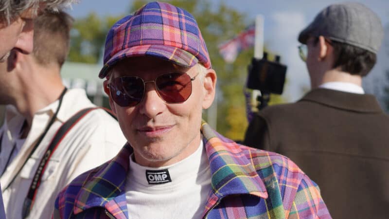 Jacques Villeneuve in checked jacket at 2025 Goodwood Revival