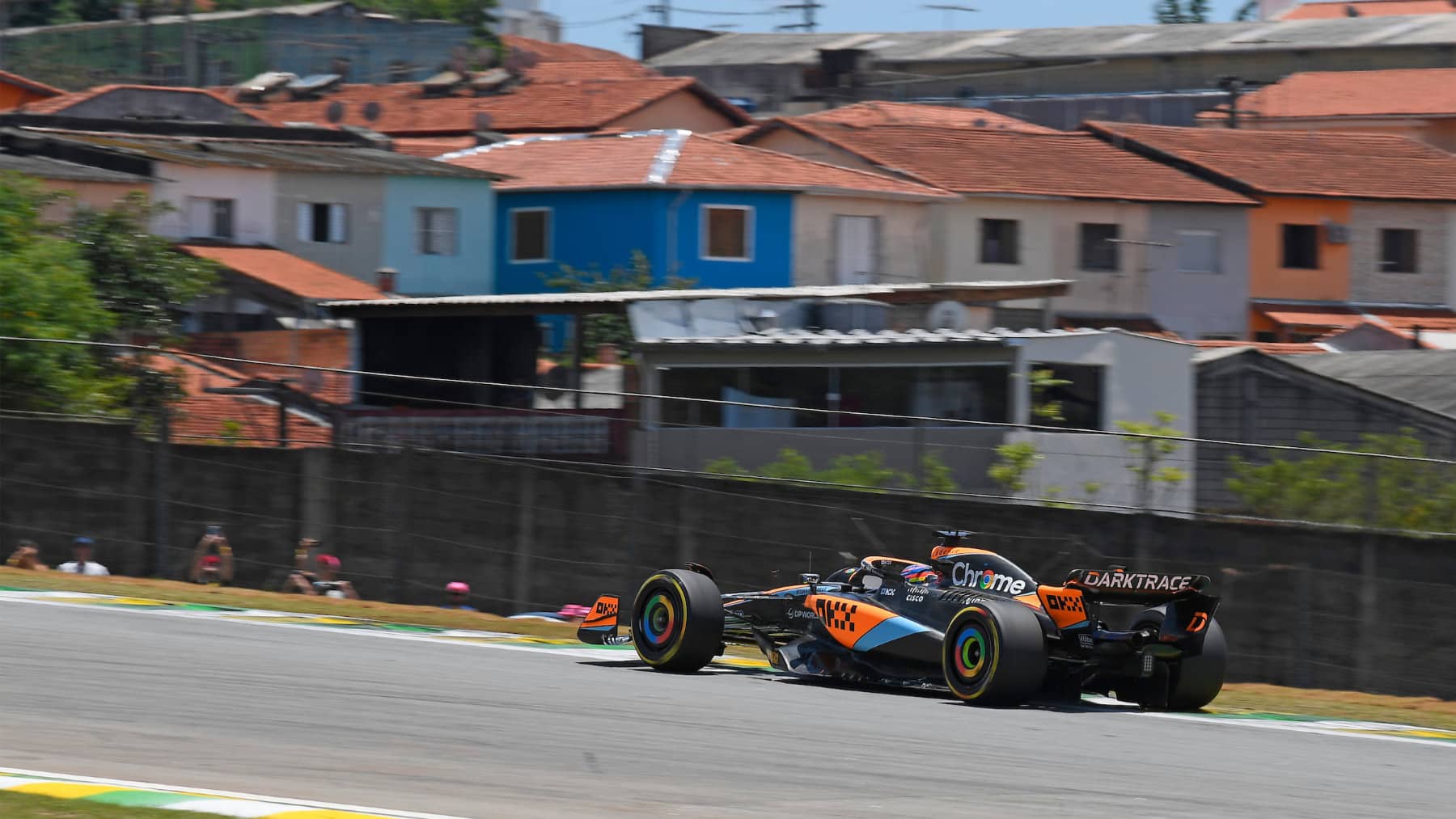 Lando Norris (McLaren-Mercedes) during sprint shoot-out qualifying for the 2023 Brazilian Grand Prix