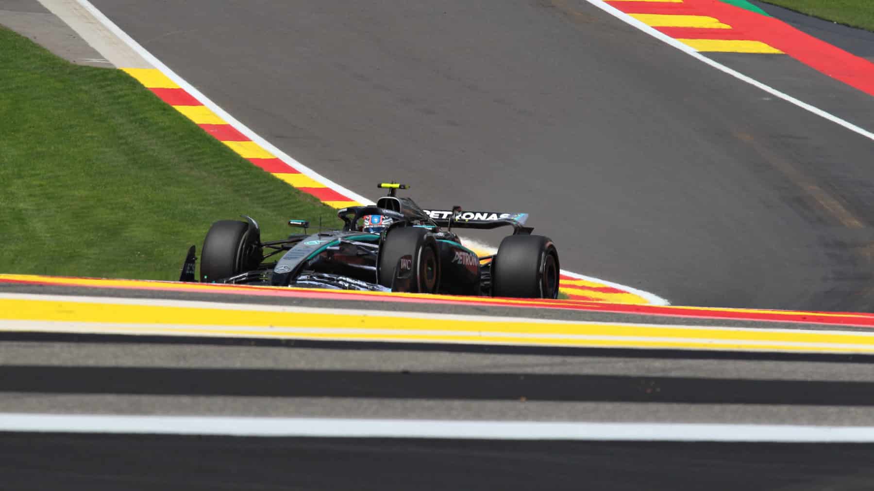 Kimi Antonelli (Mercedes) in Eau Rouge in the 2025 Belgian Grand Prix
