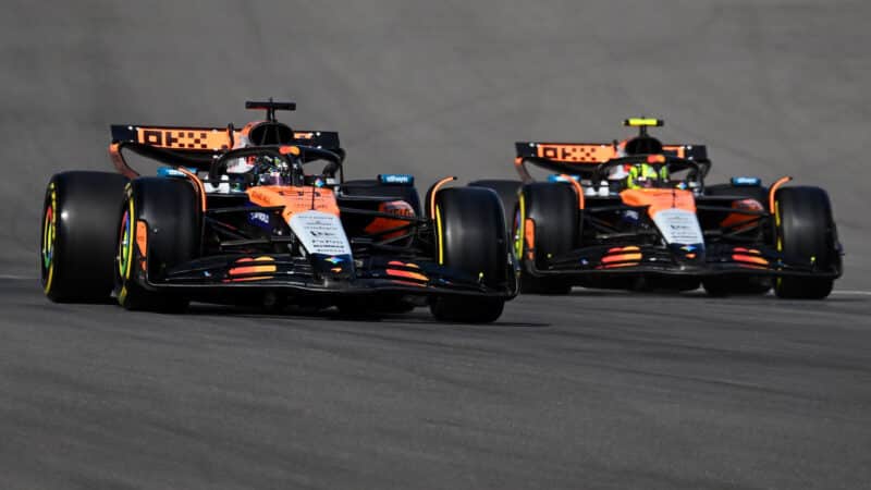 Oscar Piastri leads Lando Norris in Austin