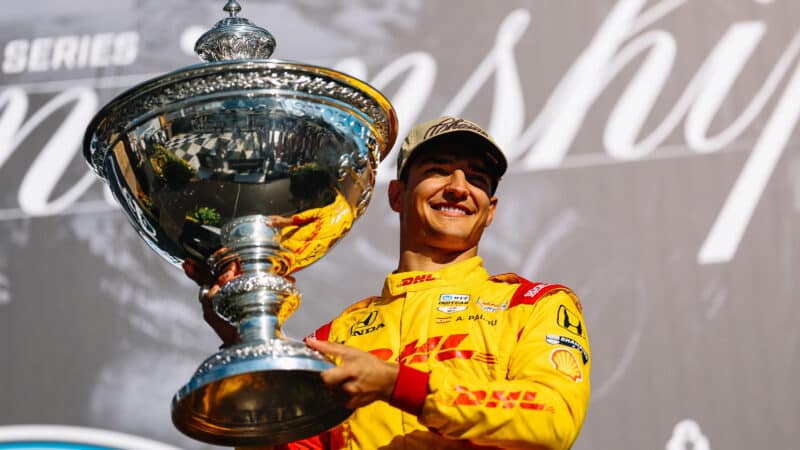 Alex Palou celebrates IndyCar championship