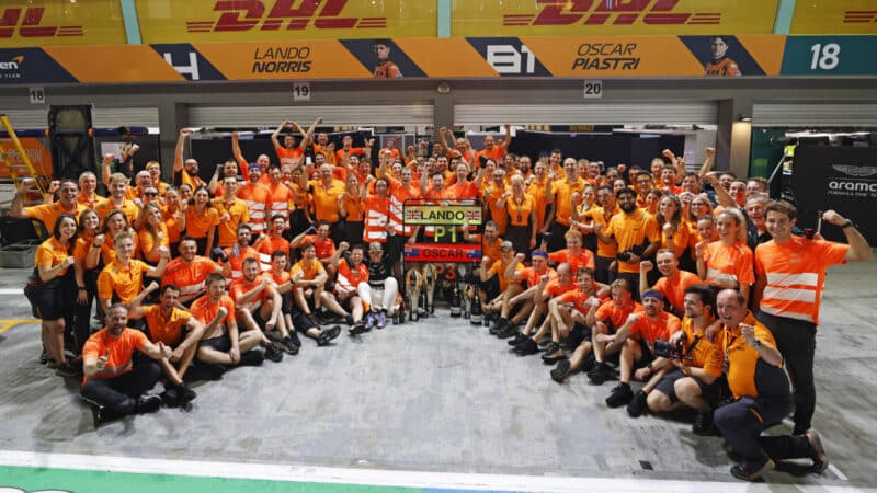 McLaren celebrates after the Singapore Grand Prix