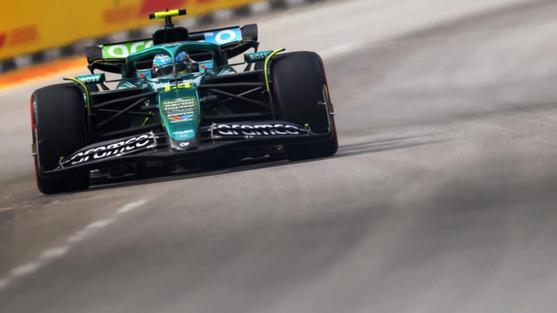 Fernando Alonso during practice for the Singapore GP