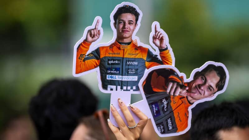 Lando Norris and Oscar Piastri McLarne sign 2025 Singapore GP