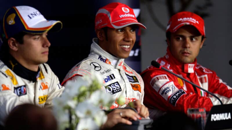 Nelson Piquet Jr Lewis Hamilton Felipe Massa 2008 German GP