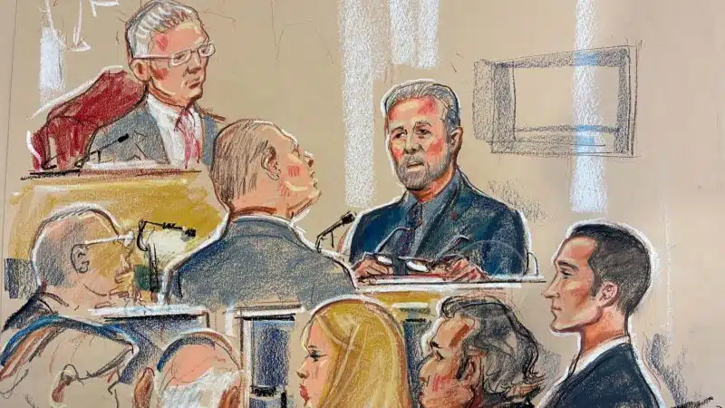 Zak Brown gives evidence as Alex Palou watches on in 2025 trial involving McLaren