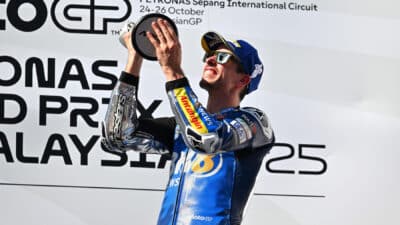 Alex Márquez on the podium at Sepand