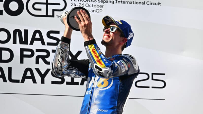 Alex Márquez on the podium at Sepand