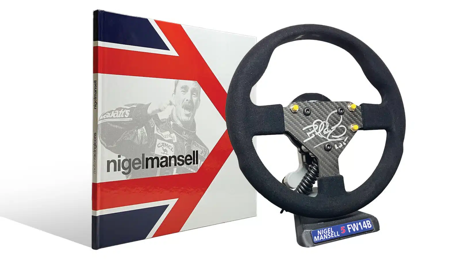 Nigel Mansell Signed book and wheel