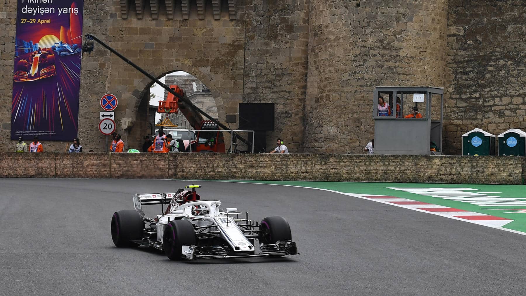 Charles Leclerc (Sauber-Ferrari) during practice for the 2018 Azerbaijan Grand Prix