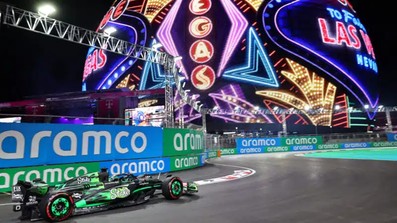 Valtteri Bottas (Sauber-Mercedes) during practice for the 2024 Las Vegas Grand Prix.