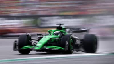 Nico Hülkenberg on his way to a podium finish at the British GP