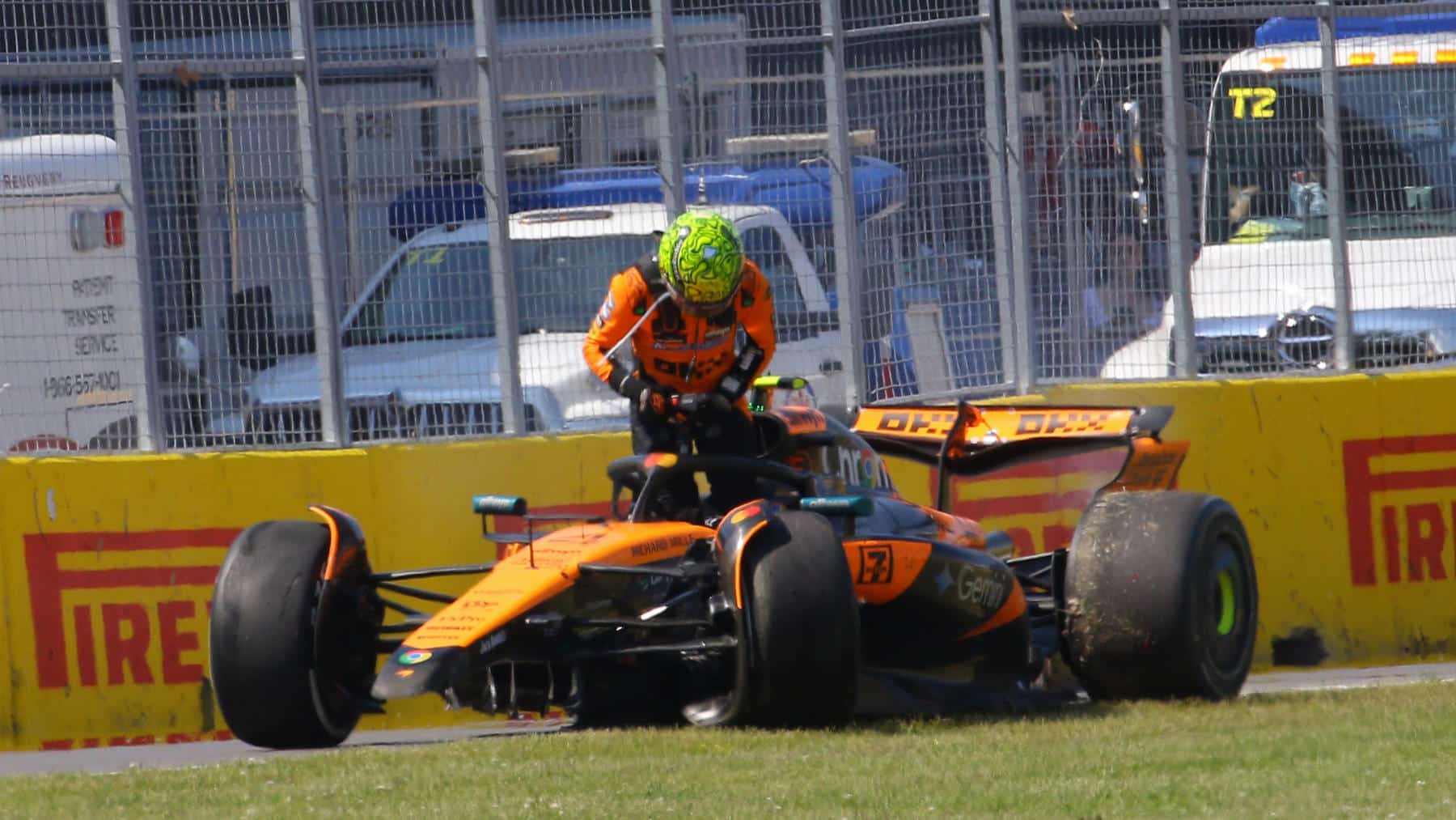 Lando Norris (McLaren-Mercedes) retires from the 2025 Canadian Grand Prix