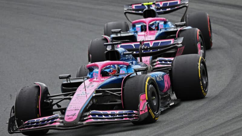 Pierre Gasly leads Alpine-Renault team-mate Franco Colapinto during the 2025 Dutch Grand Prix