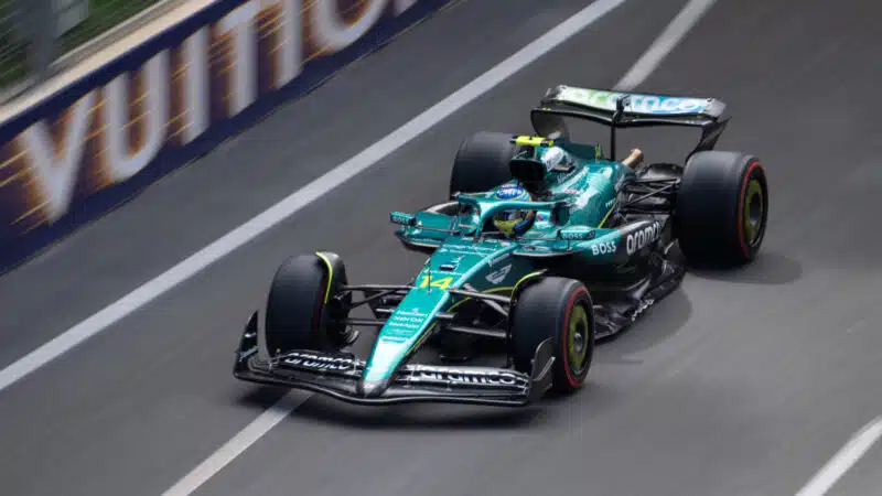 Fernando Alonso (Aston Martin-Mercedes) during qualifying for the 2025 Azerbaijan Grand Prix