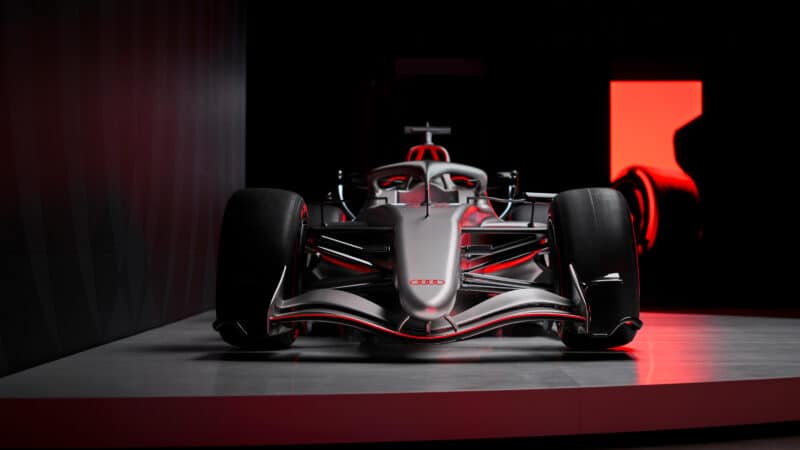 Front view of 2026 Audi F1 car