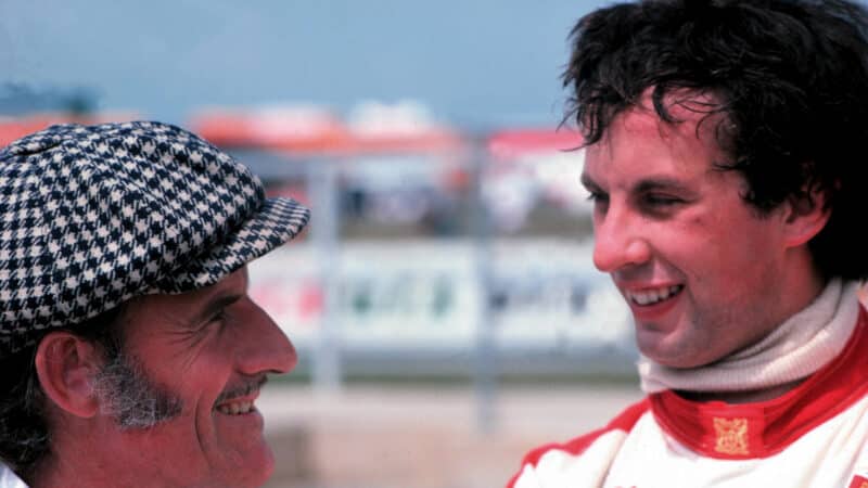 Graham Hill with Tony Brise at 1975 French Grand Prix