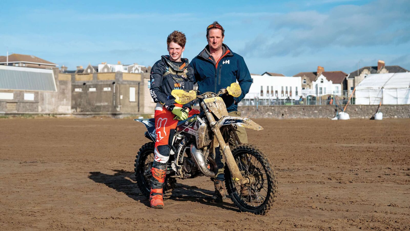 Harry Nott with dad Andrew providing