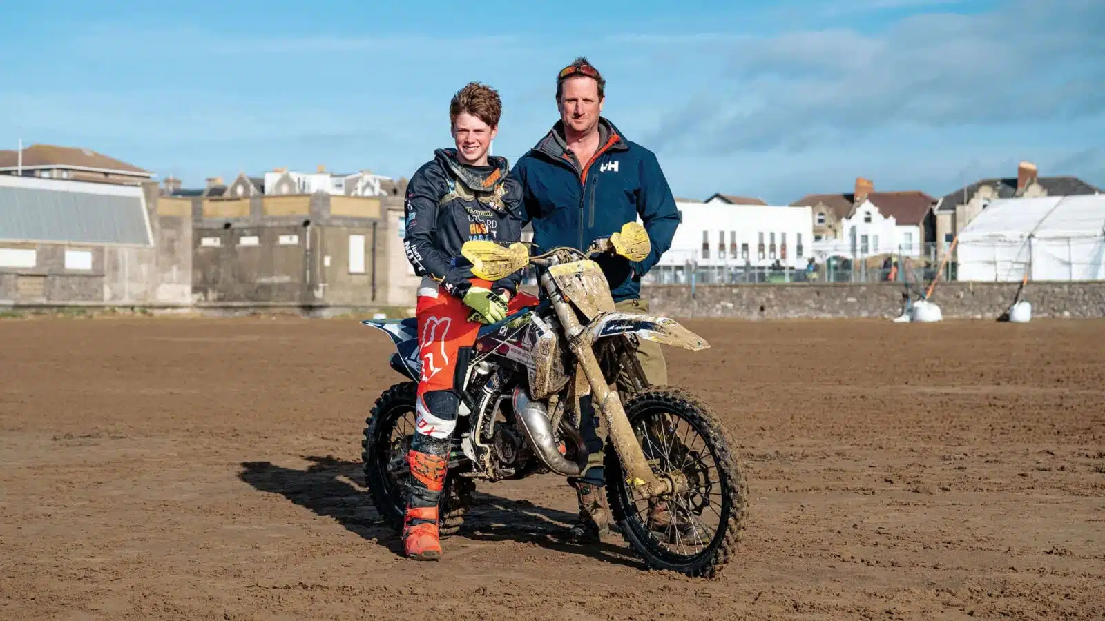 Harry Nott with dad Andrew providing