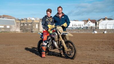 Harry Nott with dad Andrew providing