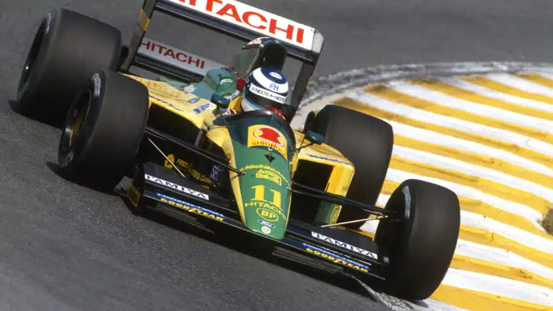 Mika Hakkinen (Lotus-Ford) in the 1992 Brazilian Grand Prix in Interlagos, Sao Paulo. Photo- Grand Prix Photo
