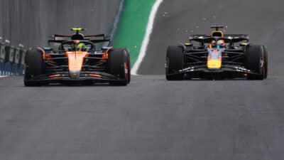 Lando Norris and Max Verstappen during the Brazilian Grand Prix