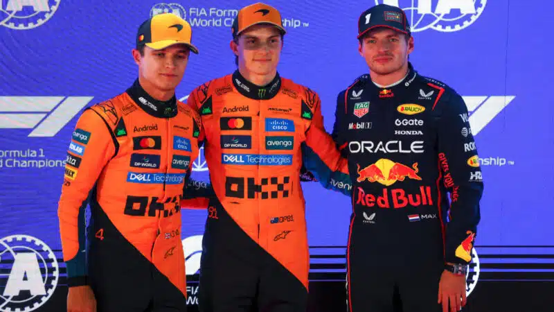 Lando Norris, Oscar Piastri and Max Verstappen at the Qatar GP