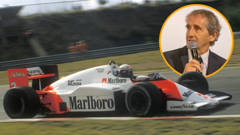 Alain Prost in 1985 McLaren at Nurburgring