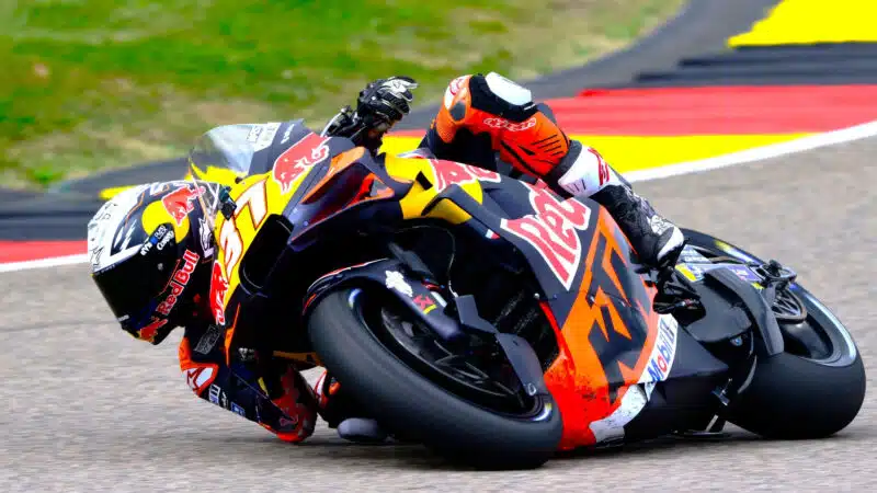 Pedro Acosta cornering on KTM at Sachsenring