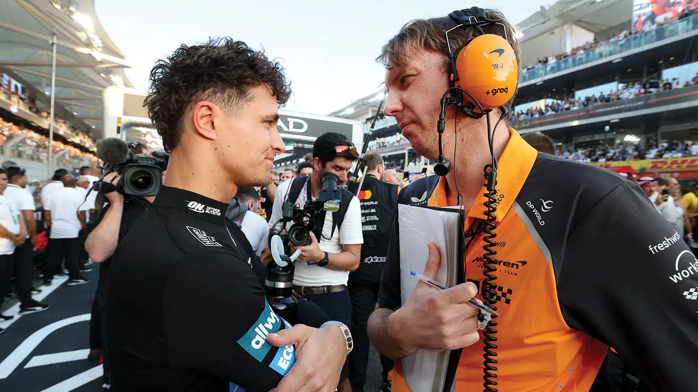 Race engineer Will Joseph with Lando Norris