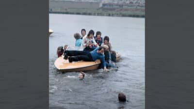 The Bay City Rollers took to the water at Mallory Park in 1975