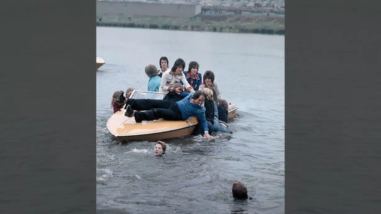 The Bay City Rollers took to the water at Mallory Park in 1975