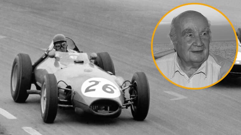 David Piper in British Grand Prix and inset in 2019